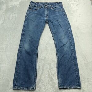 Levi's 505 Straight Leg Jeans Mens 33x32 Blue Denim Cotton Stretch Medium Wash